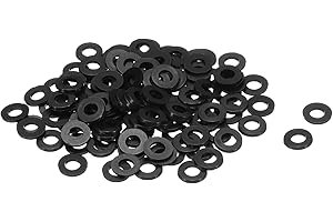 QUARKZMAN 120Pz Rondella Piatta in Nylon M4 4mm ID 8mm OD 1mm Spessore Guarnizioni Idrauliche Kit Piatte Guarnizione in Plastica Fissaggio Guarnizione Anello di Tenuta, Nero