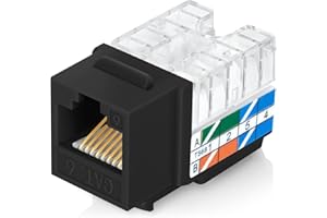 Everest Media Solutions 90° Angled CAT6/5e Keystone Jack in Black - Slim Profile RJ45 Ethernet Connector - Compatible with 90° Angled Speed Termination Tool - easyJACK (B094WB91H3) - 50-Pack