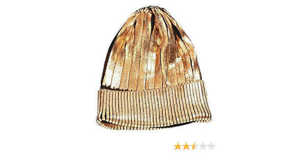 Metallic gold beanie hat black 