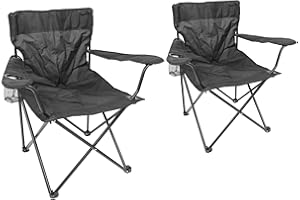 Harbour Housewares Folding Camping Chairs - Black - Pack of 2 - Canvas Outdoor Lawn Seat for Picnic, Garden, Beach, Hiking, Fishing