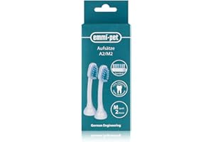 ‎EMMI-PET emmi-pet 2x A2 (M) große Ultraschall Aufsatz-Bürsten für emmi-pet 1.0 & 2.0 Ultraschallzahnbürste I Beugt Zahnstein vor, bekämpft Mundgeruch & Zahnfleischentzündungen – geräuschlos & ohne Schrubben