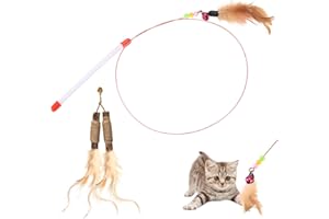 Cbofeixg Jouet à Plumes pour Chats, Canne a Peche Chats Jouet Interactif pour Jeux Chat Jouets Baguette pour Chatons