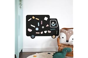 FERFLEX - Lavagna magnetica per bambini Truck - decorazione da parete con banda magnetica riposizionabile - venduta con un set di forme geometriche - 79,6x59cm