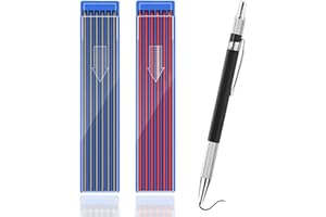 WanderGo Matita Carpentiere e 24 Ricariche, Pennarello Per Legno Con Temperino Matita Falegname, Matita Meccanica per Carpentiere Disegno (Nero, Rosso)