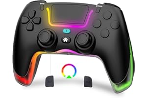 Tacilin Manette pour PS4, Manettes sans Fil Gamepad avec Turbo/Dual Vibration/Touchpad/Gyroscope à 6 Axes, 3.5mm Audio Jack & Lumière RVB, Bluetooth Gamepad Contrôleur de Jeu pour PS4/Pro/Slim