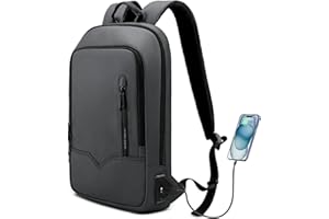 HEROIC KNIGHT Laptop Backpack, Mens Business Tech Backpack with USB Charging Port, Water Resistant Slim Laptop Rucksack, Lightweight Travel College School Bag for Office Work Outdoor-15.6'',Grey