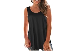 THESOSY Tank Top for Women Sleeveless Summer Tops Sale Clearance Ladies Solid Vest Cami Plain Basic Tops Blouse Crewneck Shirts Casual Loose Fit Blouse Tunic T Shirts Tees Swing Tank Tops Size 8-16