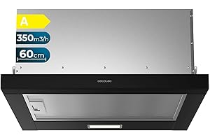 Cecotec Cappa aspirante telescopica da 60 cm Bolero Flux TLM 603500 Black A. Motore 70 W, potenza di aspirazione 60 cm, 350 m3/h, meccanico, 2 livelli di potenza, luce e filtro al carbonio, Nero