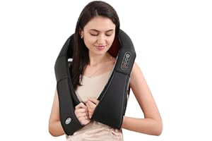 CAREBODA Masajeador de Cuello y Hombros, Shiatsu Masajeador Cervical Eléctrico con Función de Calor, Masajeador Espalda de 3 Posiciones Ajustables, para Relajación de Fatiga el Hogar y la Oficina
