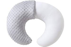 QUENESS Almohada de Lactancia y posicionador, Lactancia Materna, alimentación con biberón, Soporte para Sentarse al bebé con Funda ultrasuave extraíble, Soporte para el Tiempo de Barriga para bebés