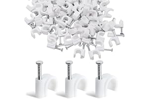 KYLOS 200 Pezzi Fermacavi, Fermacavo Con Chiodo, Graffette Clip Per Cavi, Fermacavi Muro Chiodini, Chiodi Fermacavo, Graffette Fermacavo, Fermacavi Rotondi, Per Fissaggio Di Cavi(4Mm)