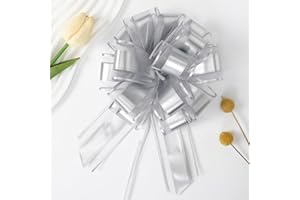GAKA FAVOR Geschenkschleife Silber Groß(16cm),10 Stück Geschenkbänder Ziehschleife Silber,Geschenk Schleife für Hochzeit Geburtstag Geschenkverpackung