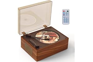 MIUAHE Portable CD Player for Home HiFi Speaker Bluetooth USB/AUX/Type-C Retro DVD Player Remote Control Personal CD Players for Car Kids Study Travel (Brown)