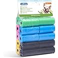 Nobleza 300 Count Dog Poop Bag Large Pet Waste Bags Leak-proof Unscented Pick Up Poo Bag 20 Rolls， Colour Yellow Pink Blue Green Black
