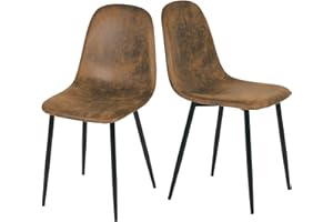 Homy Casa Set of 2 Dining Chairs Faux Suede Scandinavian Vintage Kitchen Chairs for Dining Room, Brown