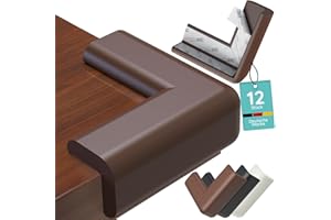 HOMERY Ochrona narożników dla niemowląt – 12 sztuk bardzo miękkiej pianki, ochrona krawędzi stołu, narożniki dla dzieci – samoprzylepna ochrona narożników stołu dla niemowląt, ochrona krawędzi (brązowa)