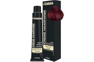 FemMas - Tintura per capelli biondo scuro rosso intenso 6.66, crema colorante professionale con olio di argan, cheratina e ceramidi, colorazione permanente o tintura, per risultati durevoli, da 100 ml