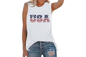 CGGMVCG Tanktop für Damen, Motiv: amerikanische Flagge, ärmellos, Sommer, lässig, Muskel-T-Shirt, USA, Tanktops für Damen