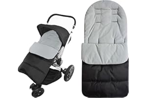 ENMAYODE Footmuff, Universal Baby Stroller Footmuff with Two Way Zip Waterproof & Windproof Pram Footmuff Sleeping Bag Buggy Footmuff Warm Crystal Velvet Lined Footmuff for Most Pushchairs Strollers (Grey)