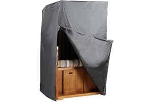 MR. DEKO Schutzhülle winterfest für Strandkörbe | Premium Strankorbhülle 600D wasserdicht | Abwaschbar wetterfest | Size S Größe 104x85x170 cm | 1-Sitzer Strandkorb Abdeckung grau