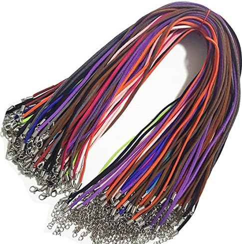 20pcs Mixed Colors 3mm Faux Suede Cord/String Necklace Jewellery Findings/Making with Lobster Clasp 18 Inches