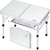 Sportneer Adjustable Height Folding Camping Table, Portable Small Folding | Portable Small Camping Table with MDF Top and Alu