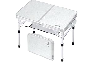 Sportneer Składany stół kempingowy, z regulacją wysokości, mały składany stół, przenośne stoły kempingowe (59,9 cm dł. x 39,9 cm szer. (2 wysokości)) z warstwą siatki do użytku na zewnątrz