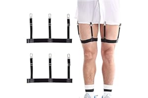 Pejoye Reggicalze da uomo, elastici e regolabili, con clip antiscivolo, morsetti di bloccaggio per mantenere la camicia nei pantaloni, 1 paio di colore nero (forma a O)