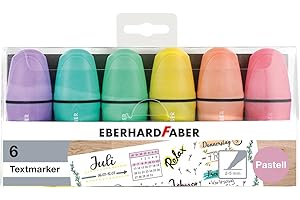 Eberhard Faber 551403 - Mini rotulador pastel con punta en cuña, 6 rotuladores en estuche