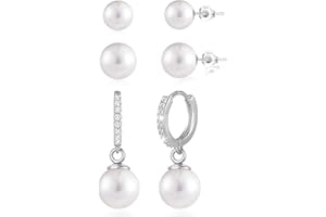 ALEXCRAFT ASH'S CHOICE Pendientes de perlas para mujer de plata 925 con colgante de perlas, juego pequeño, pendientes de oro, pendientes de gota con circonita AAA, pequeños pendientes de purpurina para mujer