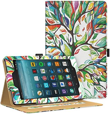 ATiC Case for All-New Amazon Fire 7 2017 (7th Generation - 2017 Release Only) - Slim Folding Stand Folio Cover for Fire 7 with Card Slots, Multiple Viewing Angles, Lucky TREE (with Auto Wake/Sleep)