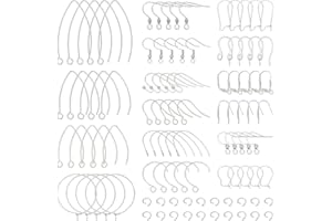 UNICRAFTALE 328 pièces 16 Styles Kits de Fabrication de Boucles d'oreilles en Acier Inoxydable Crochets de Boucle d'oreille et Anneaux de Saut et Écrous de Boucle d'oreille en Plastique Fil d'oreille
