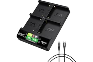 Accsoon Toprig BC-01 4-Kanal USB-C PD 100 W schnelles NP-F-Akkuladegerät mit LCD-Display, kompatibel mit Sony NP-F550, NP-F750, NP-F770, NP-F960, NP-F970 oder Anderen Kameraakkus der NP-F-Serie