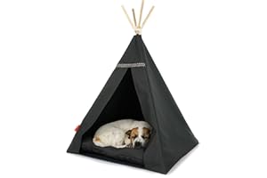 HALKALIFE Pet tent with a stabilizer and a soft blanket. A tent for a cat or dog. Dog house, cat nest. Dog cave. Pet igloo. Cat hut. (L, Black, Black)