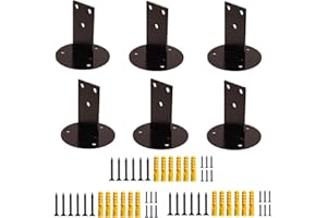 amhricho Handrail Bracket Set Of 2pcs, Black, Heavy Duty Stainless Steel Handrail Bracket, Hardware Railing Bracket With Screws For Square Or Round Wooden Railings (Size : 6ps)