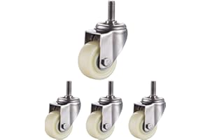 Jolan Ruedas De Transporte De Nailon,Ruedas Resistentes,304 Ruedas De Acero Inoxidable,Roscado: M8/M10/M12,Rodamientos De Bolas,Carga 400KG,4no Brakes,40mm/M8