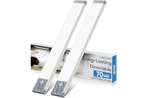 HIBOITEC 350LM Dimmerabile Luce Led Sottopensile, 2500mAh Luci Armadio Led con Sensore, USB Ricaricabile, Senza Fili Magnetica Adesiva Luci per Armadio Scale (Luce Bianca Fredda, 32,5CM)