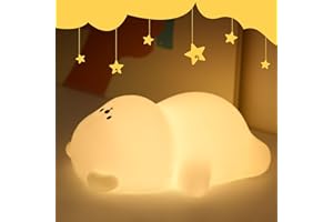 IHALO Luce Notturna Bambini, 7 Colori 3 Modalità Lampada Notturna per Bambini, Silicone Luce Notturna Neonato, con Timer, USB Ricaricabile, per Bambina Cameretta Regalo Neonato (Forma di Orso)