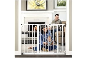 Regalo Easy Step 124cm Extra Wide Baby Gate, White, Includes 10cm and 30.5cm Extension Kit, 4 Pack of Pressure Mount Kit and 4 Pack of Wall Mount Kit