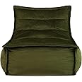 icon Dolce Velvet Lounge Bean Bag Chair, Olive Green, Large Adult Bean Bag with Filling Included, Accent Chair, Living Room Furniture, Bedroom Furniture