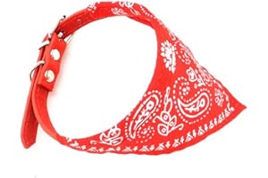 ZUNEA Collier pour Petit Chien Chat Triangle Mouchoir Réglable Imprimé Chiot Rouge