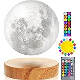 VGAzer Levitating Moon Lamp,Floating and Spinning in Air Freely with 3D Printing LED Moon Lamp Has 16 Colors 20 Modes for Uni