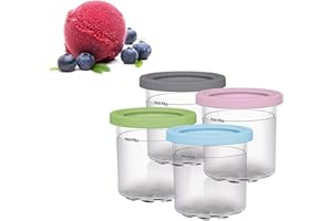 Gfamous 4 recipientes para creami para creami ninja, recipiente de repuesto para ninja, recipiente para helados con tapa, pintas de creami y tapa, con máquina de hielo de la serie NC301 NC300 NC299AMZ