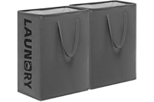 AZYVUM 2 Piezas Cesto para Ropa Sucia,75L Bolsas Cestos para la Colada Plegable Bolsas de Lavandería Grande Cesto Ropa Sucia, Impermeable Canasta de Lavandería para Cuarto de Lavado Baño,60x40x34cm