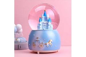 IBLUELOVER Schneekugel Musik Spieluhr Schloss Schüttelkugel mit Schneeflocken Beleuchtung Kristallkugel Nachtlicht Traumkugel Büro Hause Deko Glaskugel Geschenk für Kinder Geburtstag Weihnachten Valentinstag