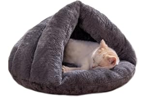 IBLUELOVER Soft Plush Cat Cave Bed Cuddle Nest Bed Semi-Closed Winter Warm Pet Bed Puppy Dog Calming Bed Cozy Sleeping Bag for Small Dog Cat Kitty Bunny Rabbit