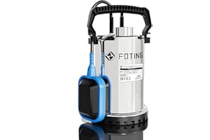 FOTING 400W Stainless Steel Submersible Water Pump for Dirty/Clean Water, 8250 L/H Electric Sump Pump with Float Switch, Portable Water Pump to Empty Pool, Drainage Pump for Pools, Hot Tub, Ditches
