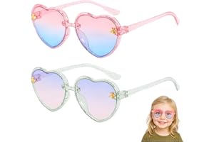 Quvxzy 2 Paire Lunette de Soleil Enfant, Lunette Coeur,UV400 Protection Lunettes Fête en Plein Air pour Femmes Hommes Enfants Vacances à La Plage