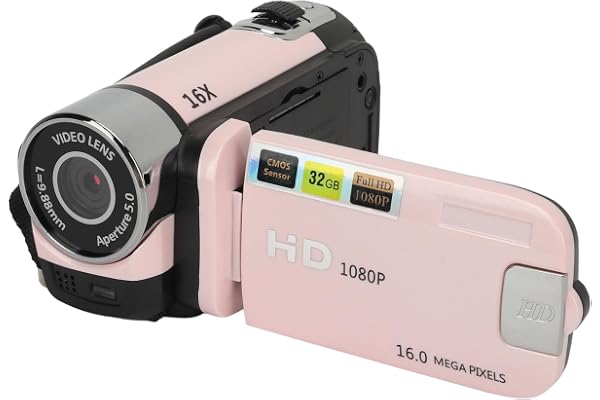 Tosuny Enregistreur D'appareil Photo Numérique, Caméscope Vidéo Full HD 1080P 16MP, Caméra de Vlogging avec écran Rotatif de 2,4 Pouces, Zoom 16X, Lumière de Remplissage,