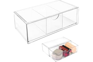 Tikplus Stapelbar Kosmetik Schublade, Acrylbox Transparent Drawer Skincare, Kosmetik Organizer, Acryl Make up Organizer für Waschtisch, Schminktisch